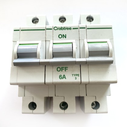 Crabtree Polestar 633/06 6A 6 Amp 3 Pole Phase MCB Circuit Breaker Type 3